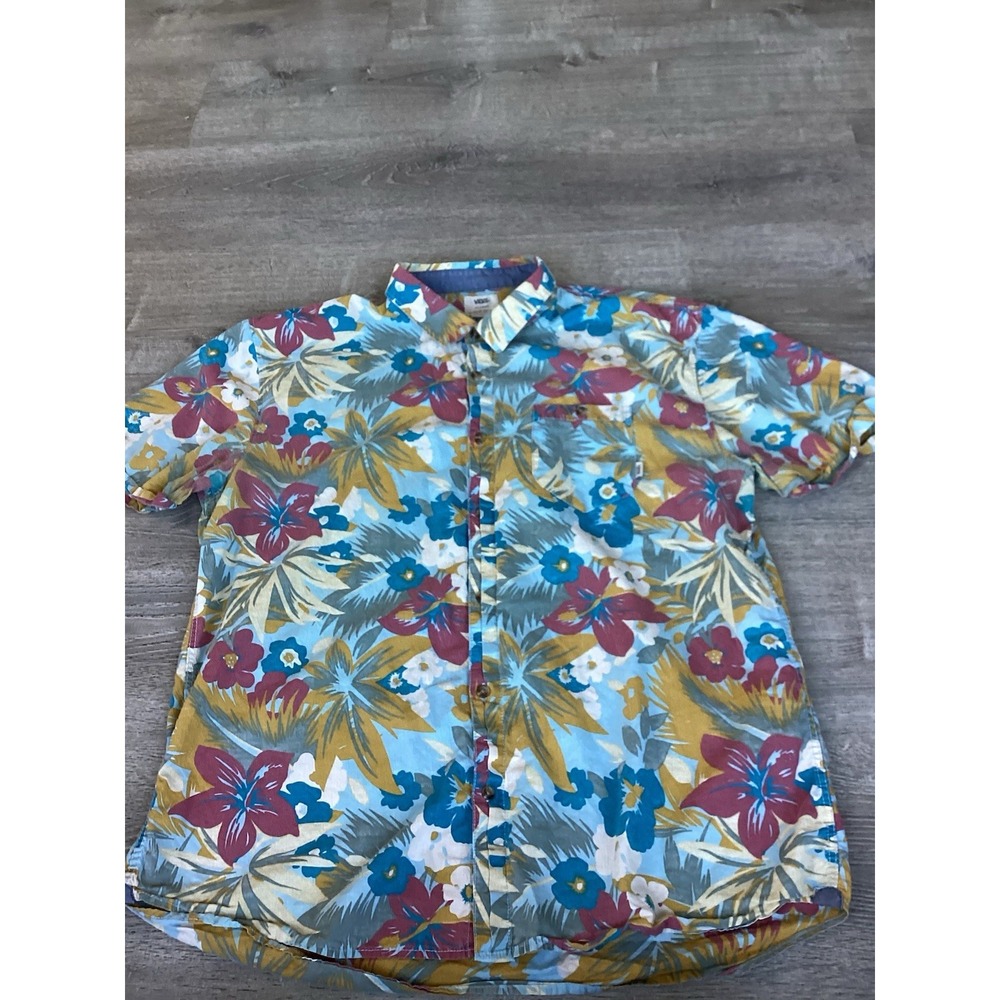 VANS Men's Shirt Off The Wall Button Up  Short Sleeve Hawaiian Tropical Size XL